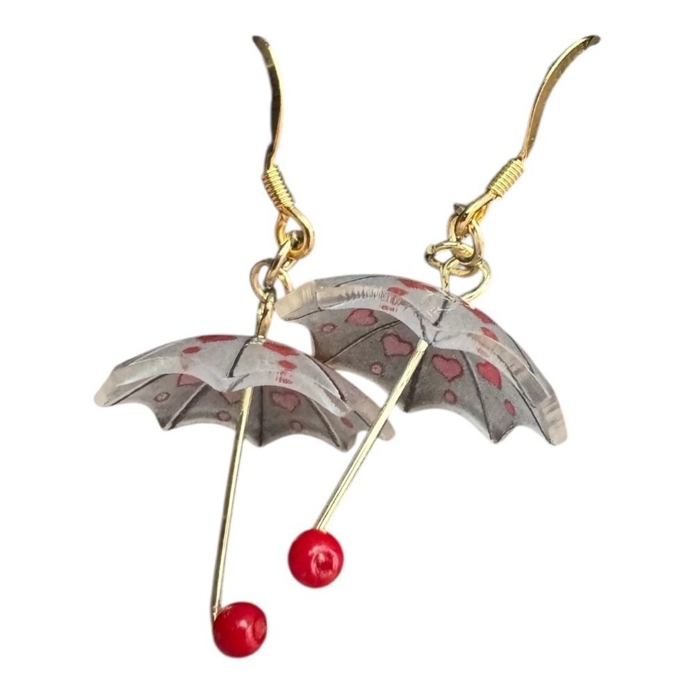 Whimsical Gold and Red Umbrella Accessories